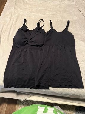 Black Nursing Cami Tank Top with Adjustable Straps x3